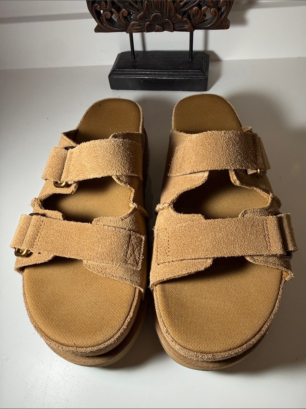 UGG Goldenstar Hi Slide Suede Double-Strap Platform Sandals - Size 10